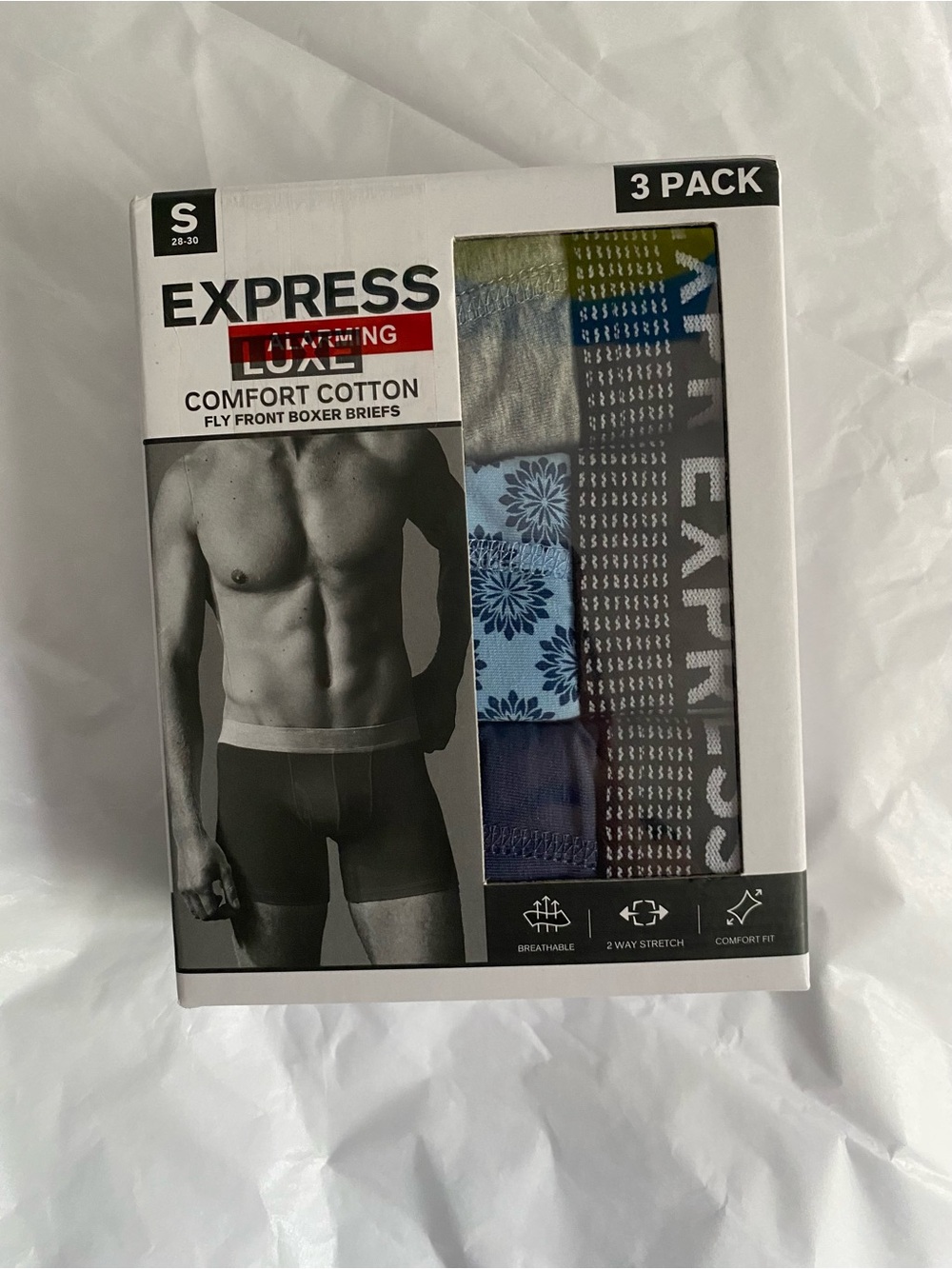 Express Men’s Comfort Cotton Boxer Briefs – 3 Pack size small priced $48